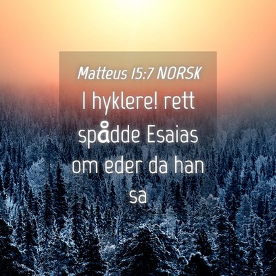 Picture 04 - Matteus 15:7 NORSK - I hyklere! rett spådde Esaias om eder da han - Bible Verse Picture