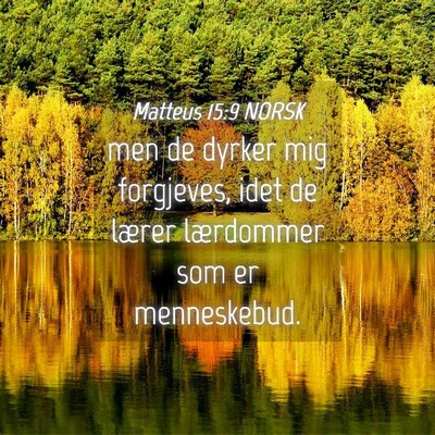 Picture 04 - Matteus 15:9 NORSK - men de dyrker mig forgjeves, idet de lærer - Bible Verse Picture