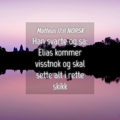 Picture 04 - Matteus 17:11 NORSK - Han svarte og sa: Elias kommer visstnok og skal - Bible Verse Picture