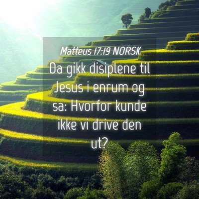 Picture 04 - Matteus 17:19 NORSK - Da gikk disiplene til Jesus i enrum og sa: - Bible Verse Picture