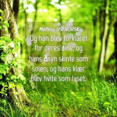 Picture 04 - Matteus 17:2 NORSK - Og han blev forklaret for deres øine, og hans - Bible Verse Picture