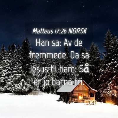 Picture 04 - Matteus 17:26 NORSK - Han sa: Av de fremmede. Da sa Jesus til ham: Så - Bible Verse Picture