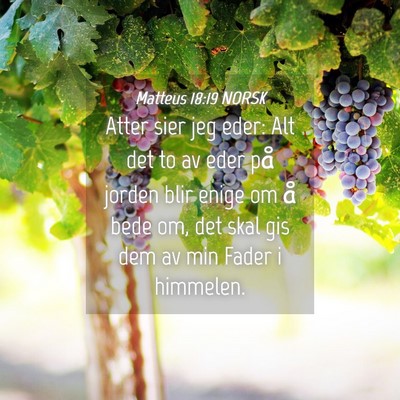 Picture 04 - Matteus 18:19 NORSK - Atter sier jeg eder: Alt det to av eder på - Bible Verse Picture