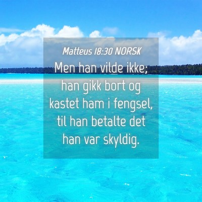 Picture 04 - Matteus 18:30 NORSK - Men han vilde ikke; han gikk bort og kastet ham i - Bible Verse Picture