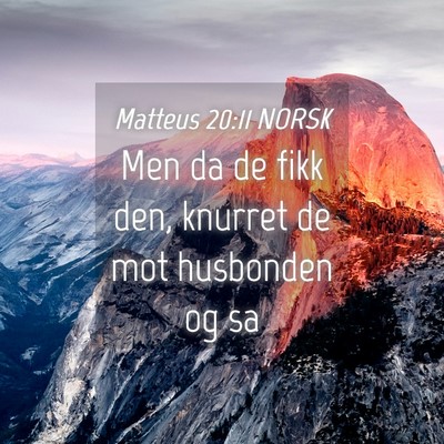 Picture 04 - Matteus 20:11 NORSK - Men da de fikk den, knurret de mot husbonden og - Bible Verse Picture