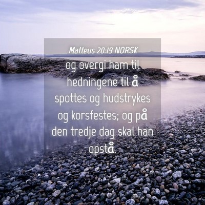 Picture 04 - Matteus 20:19 NORSK - og overgi ham til hedningene til å spottes og - Bible Verse Picture