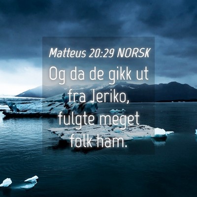Picture 04 - Matteus 20:29 NORSK - Og da de gikk ut fra Jeriko, fulgte meget folk - Bible Verse Picture