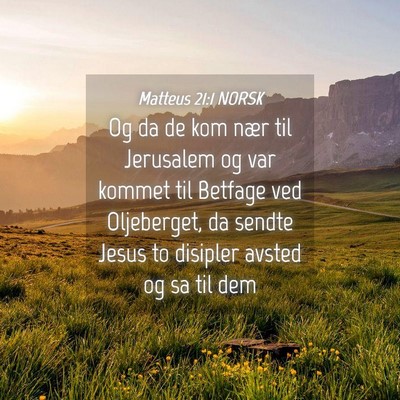 Picture 04 - Matteus 21:1 NORSK - Og da de kom nær til Jerusalem og var kommet til - Bible Verse Picture