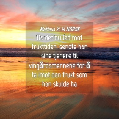 Picture 04 - Matteus 21:34 NORSK - Da det nu led mot frukttiden, sendte han sine - Bible Verse Picture