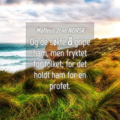 Picture 04 - Matteus 21:46 NORSK - Og de søkte å gripe ham, men fryktet for - Bible Verse Picture