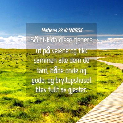 Picture 04 - Matteus 22:10 NORSK - Så gikk da disse tjenere ut på veiene og fikk - Bible Verse Picture