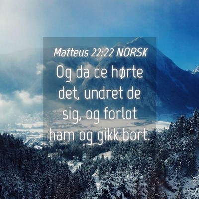 Picture 04 - Matteus 22:22 NORSK - Og da de hørte det, undret de sig, og forlot ham - Bible Verse Picture