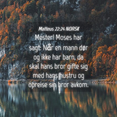 Picture 04 - Matteus 22:24 NORSK - Mester! Moses har sagt: Når en mann dør og ikke - Bible Verse Picture