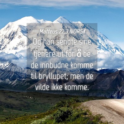 Picture 04 - Matteus 22:3 NORSK - Og han sendte sine tjenere ut for å be de - Bible Verse Picture