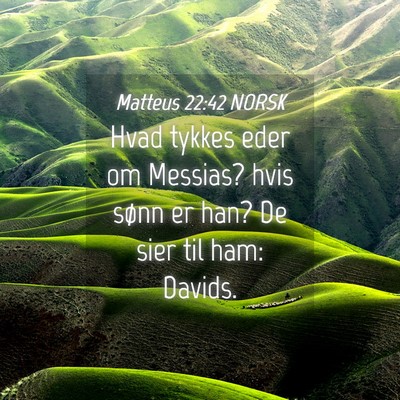 Picture 04 - Matteus 22:42 NORSK - Hvad tykkes eder om Messias? hvis sønn er han? - Bible Verse Picture