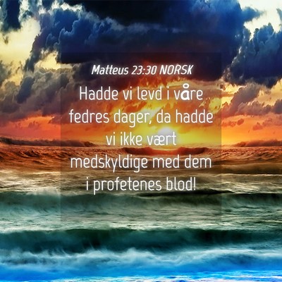 Picture 04 - Matteus 23:30 NORSK - Hadde vi levd i våre fedres dager, da hadde vi - Bible Verse Picture