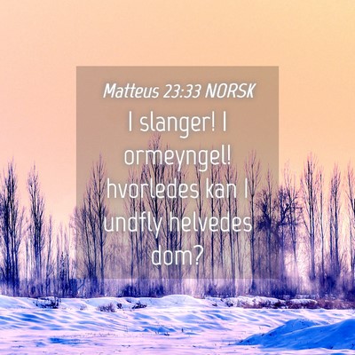Picture 04 - Matteus 23:33 NORSK - I slanger! I ormeyngel! hvorledes kan I undfly - Bible Verse Picture
