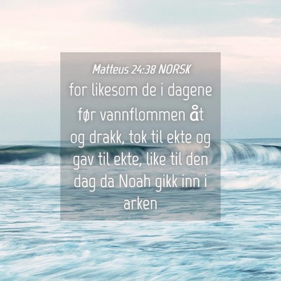 Picture 04 - Matteus 24:38 NORSK - for likesom de i dagene før vannflommen åt og - Bible Verse Picture