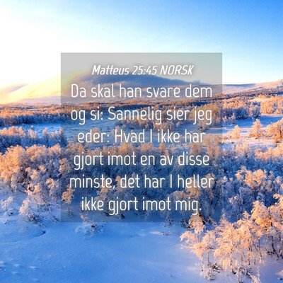 Picture 04 - Matteus 25:45 NORSK - Da skal han svare dem og si: Sannelig sier jeg - Bible Verse Picture