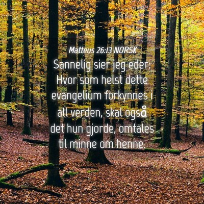 Picture 04 - Matteus 26:13 NORSK - Sannelig sier jeg eder: Hvor som helst dette - Bible Verse Picture