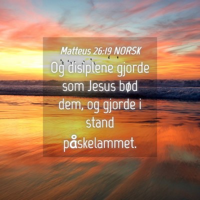 Picture 04 - Matteus 26:19 NORSK - Og disiplene gjorde som Jesus bød dem, og gjorde - Bible Verse Picture