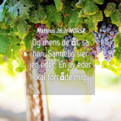 Picture 04 - Matteus 26:21 NORSK - Og mens de åt, sa han: Sannelig sier jeg eder: - Bible Verse Picture