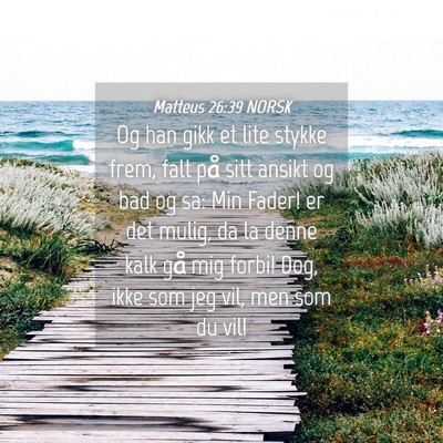 Picture 04 - Matteus 26:39 NORSK - Og han gikk et lite stykke frem, falt på sitt - Bible Verse Picture