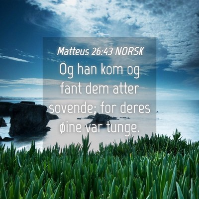 Picture 04 - Matteus 26:43 NORSK - Og han kom og fant dem atter sovende; for deres - Bible Verse Picture