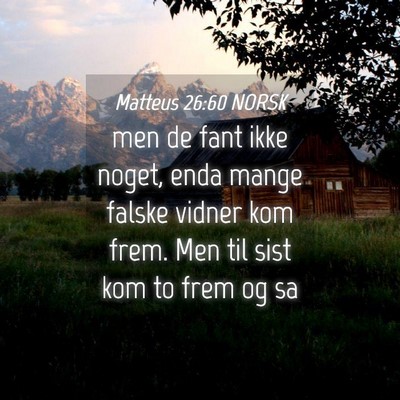 Picture 04 - Matteus 26:60 NORSK - men de fant ikke noget, enda mange falske vidner - Bible Verse Picture