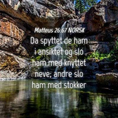 Picture 04 - Matteus 26:67 NORSK - Da spyttet de ham i ansiktet og slo ham med - Bible Verse Picture