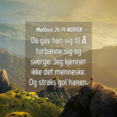 Picture 04 - Matteus 26:74 NORSK - Da gav han sig til å forbanne sig og sverge: Jeg - Bible Verse Picture