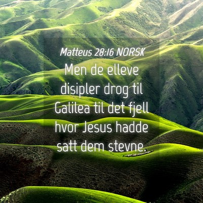 Picture 04 - Matteus 28:16 NORSK - Men de elleve disipler drog til Galilea til det - Bible Verse Picture
