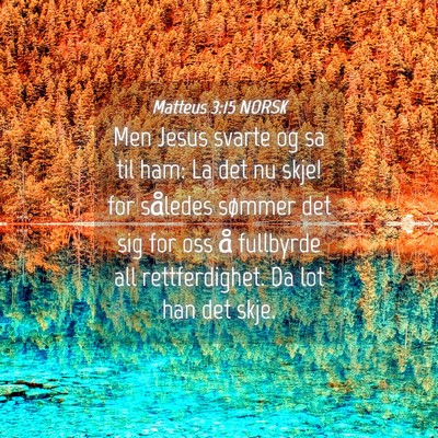 Picture 04 - Matteus 3:15 NORSK - Men Jesus svarte og sa til ham: La det nu skje! - Bible Verse Picture