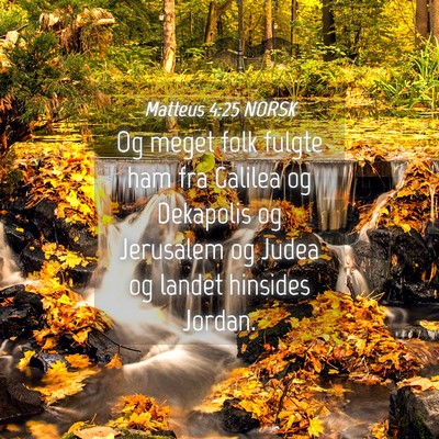 Picture 04 - Matteus 4:25 NORSK - Og meget folk fulgte ham fra Galilea og Dekapolis - Bible Verse Picture