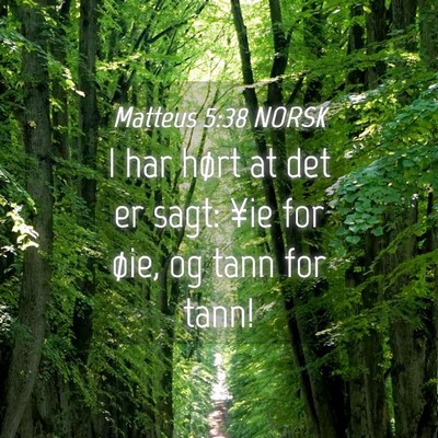 Picture 04 - Matteus 5:38 NORSK - I har hørt at det er sagt: ¥ie for øie, og - Bible Verse Picture