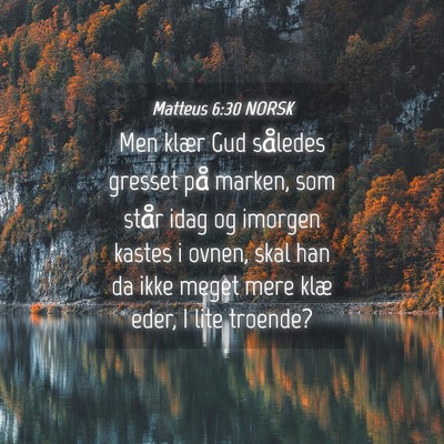 Picture 04 - Matteus 6:30 NORSK - Men klær Gud således gresset på marken, som - Bible Verse Picture