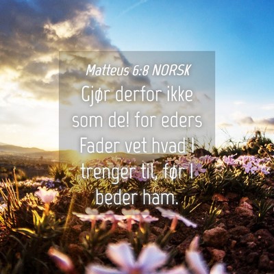 Picture 04 - Matteus 6:8 NORSK - Gjør derfor ikke som de! for eders Fader vet - Bible Verse Picture