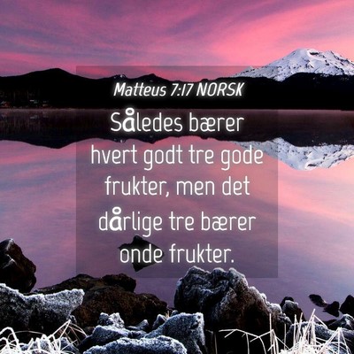 Picture 04 - Matteus 7:17 NORSK - Således bærer hvert godt tre gode frukter, men - Bible Verse Picture