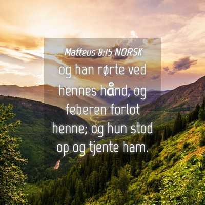 Picture 04 - Matteus 8:15 NORSK - og han rørte ved hennes hånd, og feberen forlot - Bible Verse Picture