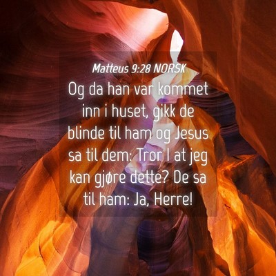 Picture 04 - Matteus 9:28 NORSK - Og da han var kommet inn i huset, gikk de blinde - Bible Verse Picture