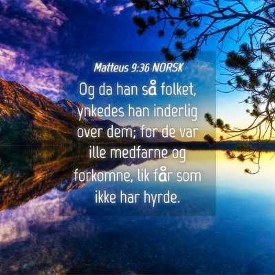 Picture 04 - Matteus 9:36 NORSK - Og da han så folket, ynkedes han inderlig over - Bible Verse Picture