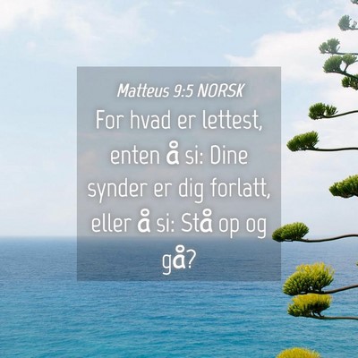 Picture 04 - Matteus 9:5 NORSK - For hvad er lettest, enten å si: Dine synder er - Bible Verse Picture