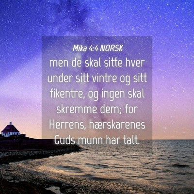 Picture 04 - Mika 4:4 NORSK - men de skal sitte hver under sitt vintre og sitt - Bible Verse Picture