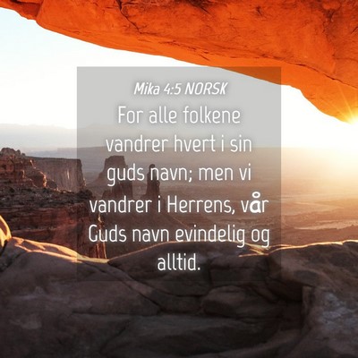 Picture 04 - Mika 4:5 NORSK - For alle folkene vandrer hvert i sin guds navn; - Bible Verse Picture