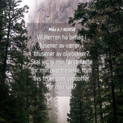 Picture 04 - Mika 6:7 NORSK - Vil Herren ha behag i tusener av værer, i - Bible Verse Picture