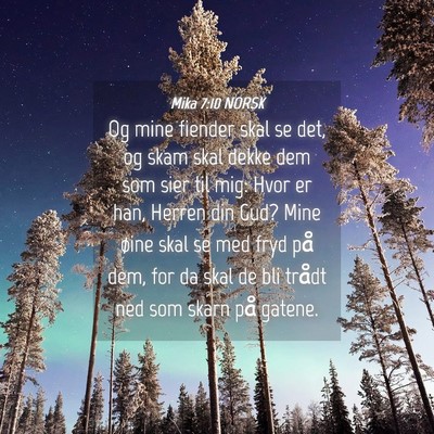 Picture 04 - Mika 7:10 NORSK - Og mine fiender skal se det, og skam skal dekke - Bible Verse Picture