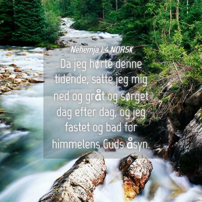 Picture 04 - Nehemja 1:4 NORSK - Da jeg hørte denne tidende, satte jeg mig ned og - Bible Verse Picture