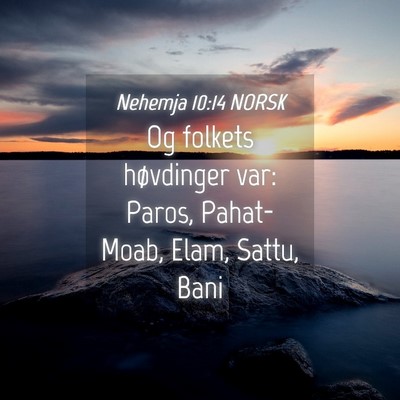 Picture 04 - Nehemja 10:14 NORSK - Og folkets høvdinger var: Paros, Pahat-Moab, - Bible Verse Picture