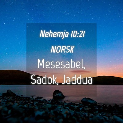 Picture 04 - Nehemja 10:21 NORSK - Mesesabel, Sadok, - Bible Verse Picture