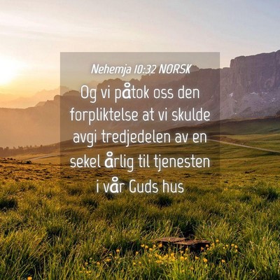 Picture 04 - Nehemja 10:32 NORSK - Og vi påtok oss den forpliktelse at vi skulde - Bible Verse Picture